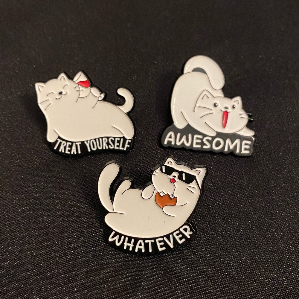 White Cat Enamel Pin or Magnet Set Let’s You Express a Variety of Moods